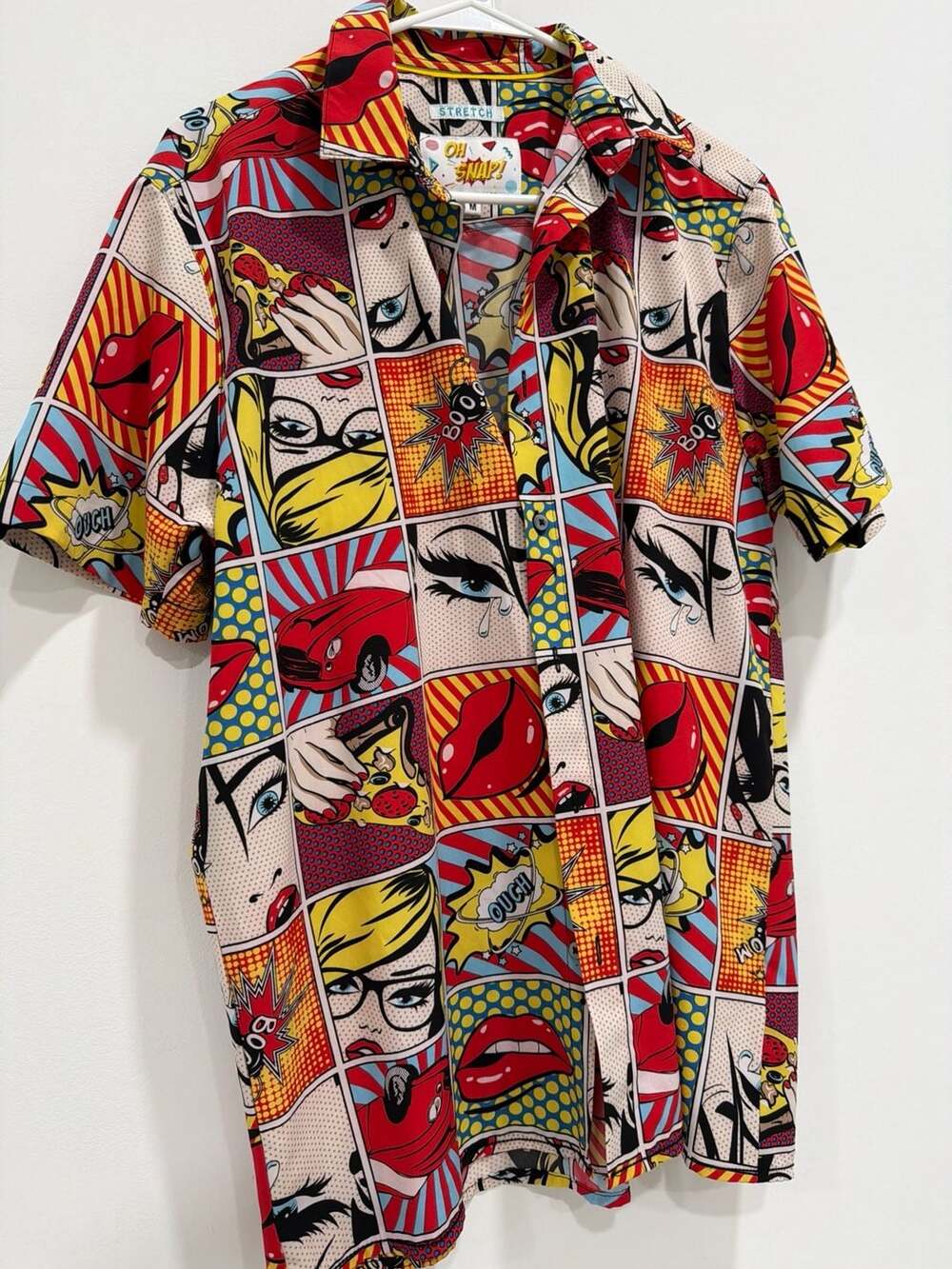 Drill Clothing Co. Oh Snap! Men's Short Sleeve Comic Pop Art Print Button-Down S
